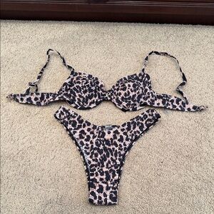 SHEIN Leopard Print Bikini - Black and Tan